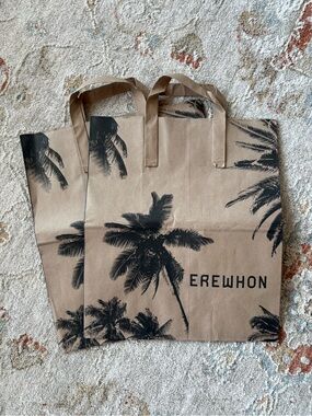 Erewhon Palm Print Paper Grocery Bag - Brown & Black